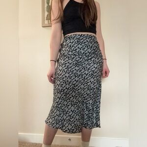 Urban Outfitters black and white feminine cottagecore floral midi skirt